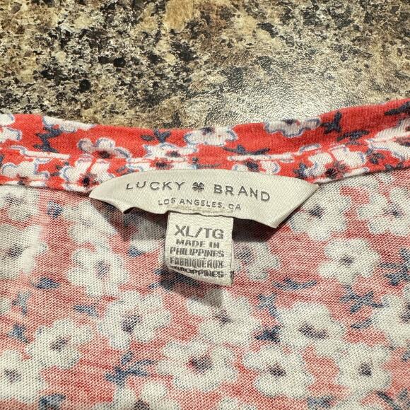 Lucky Brand Top Floral Cottage Prairie Romantic Boho Academia Retro Red Size XL - Picture 3 of 8